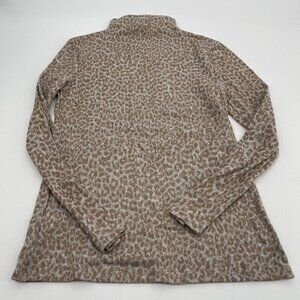 BeachLunchLounge Sweater XS Womens Animal Print Mock Neck Long Sleeves Thin Knit
